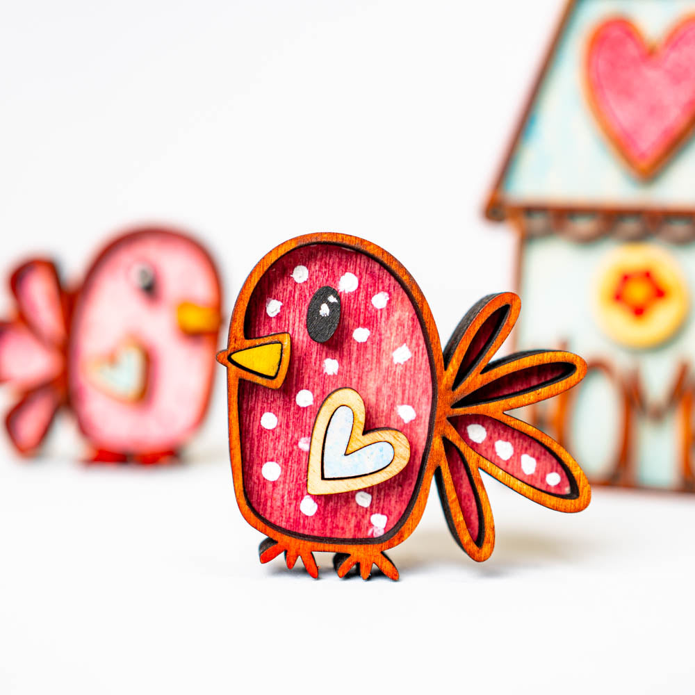 Collection of magnets "Cute Chicks with a House"