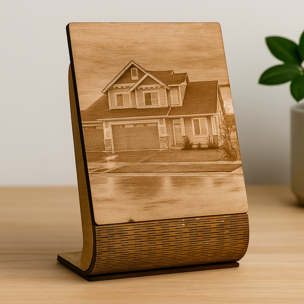 рамка със снимка на любим дом – ръчно гравирана с висока прецизност