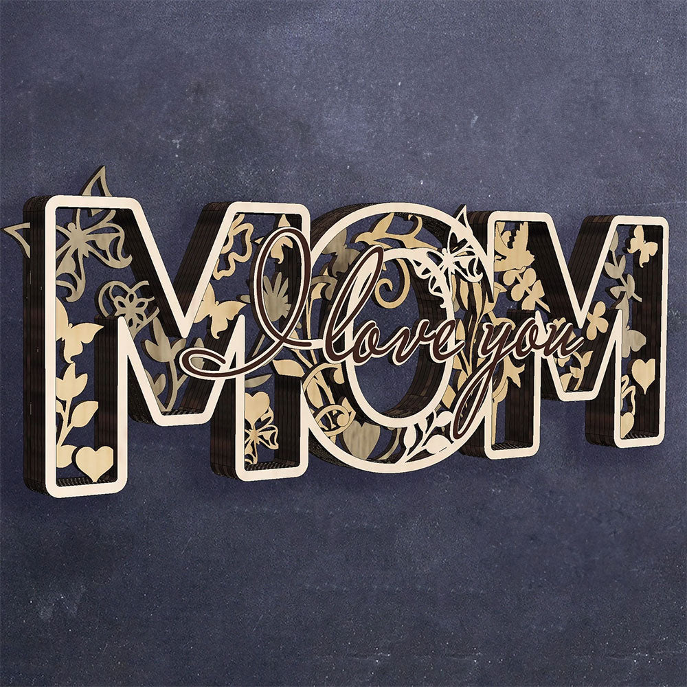 Дървена декорация „MOM – Love You“ – символ на безкрайната майчина любов