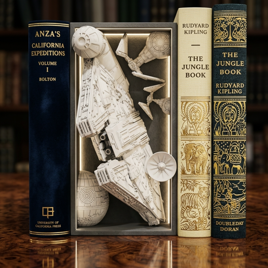 Детайлна 3D фигура на космически кораб до книги, ръчна изработка от дърво, уникална изненада от exe.bg.