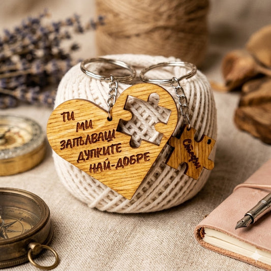 Палав Персонализиран Дървен Ключодържател Пъзел