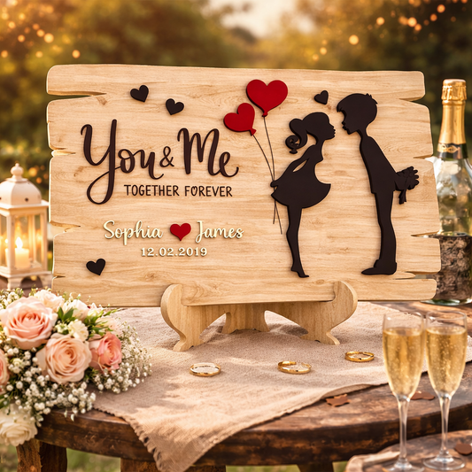 Романтична персонализирана декорация You & Me - Together Forever