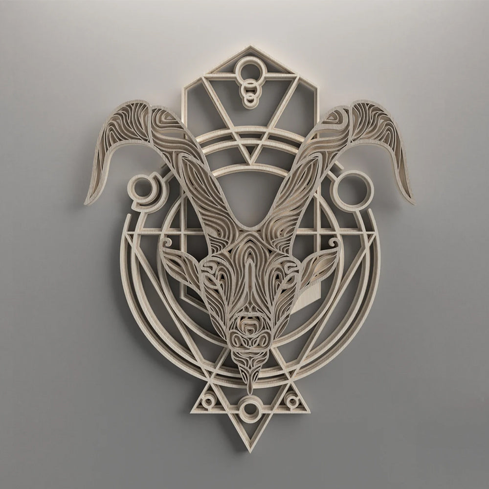 Многослойно дървено пано зодиакален знак, вариант Козирог