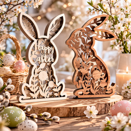 Дървена великденска декорация "Зайче"