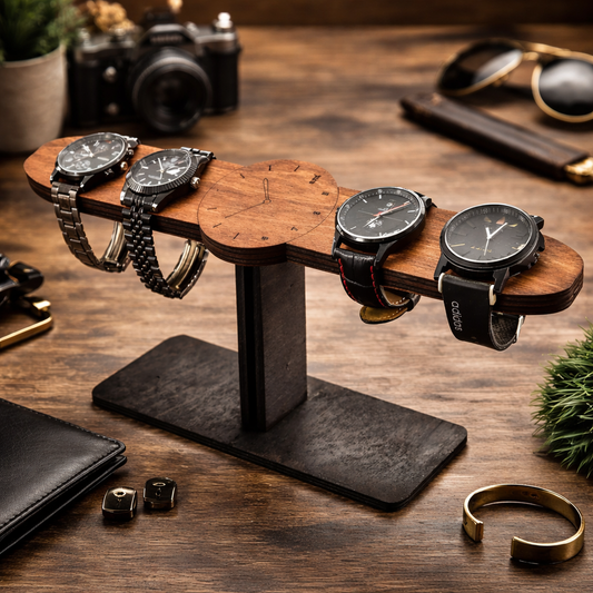 Дървена стойка за часовници – стилен и персонализиран аксесоар