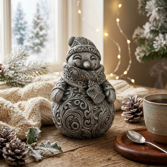 фигурка снежен човек с шал и шапка 3D печат — уютна коледна декорация
