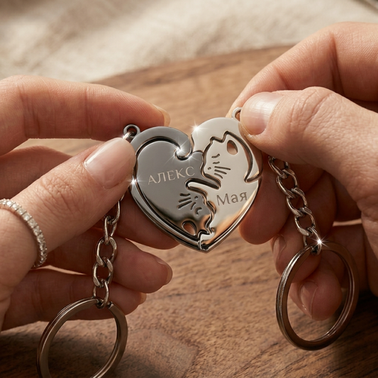 Комплект ключодържатели с персонализирани имена Котета
