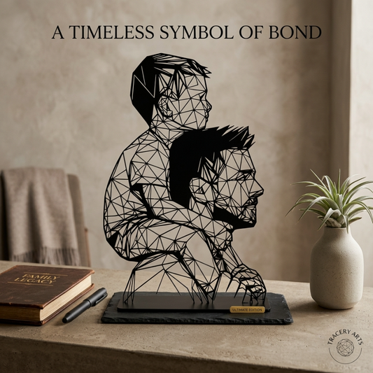 Геометрична скулптура „Баща и син“ – стилна декоративна фигура с дълбока символика