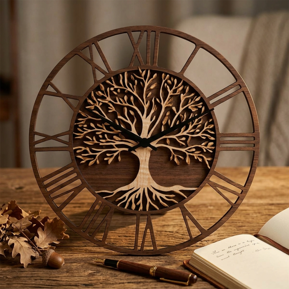 Дървен стенен часовник – Дървото на живота
