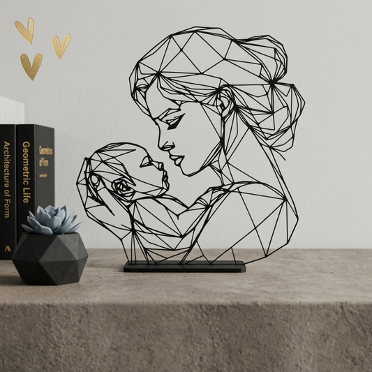 Line Art Скулптура Майка и Бебе – Модерен Декор и Перфектен Подарък за Майки