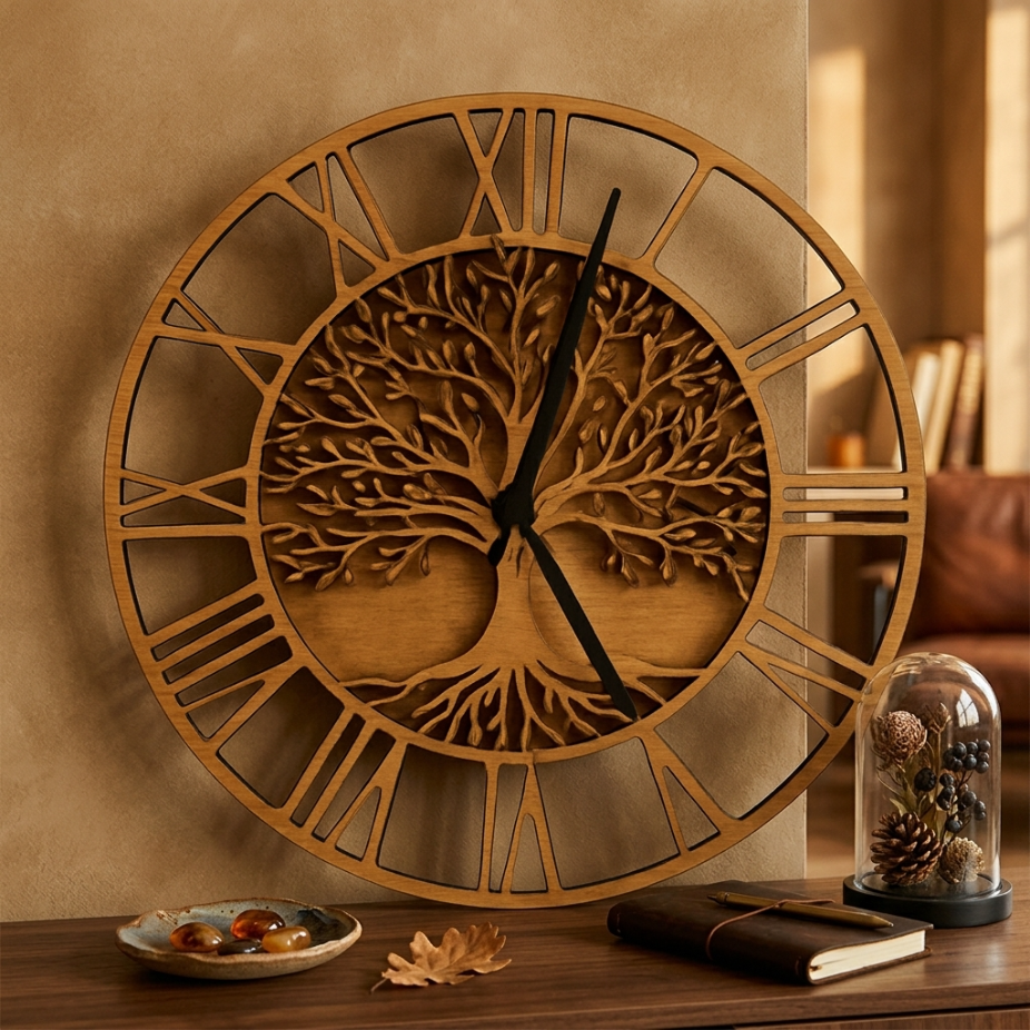Дървен стенен часовник – Дървото на живота