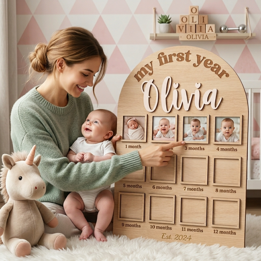 Дървено табло за спомени „My First Year“