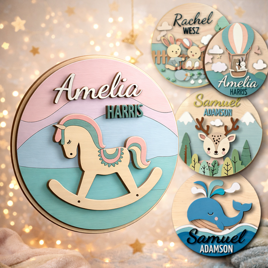 Персонализирана детска дървена табела – изящен декор за детска стая