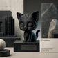 Черна 3D фигура на коте върху основа, подходяща декорация или изненада, ръчна изработка