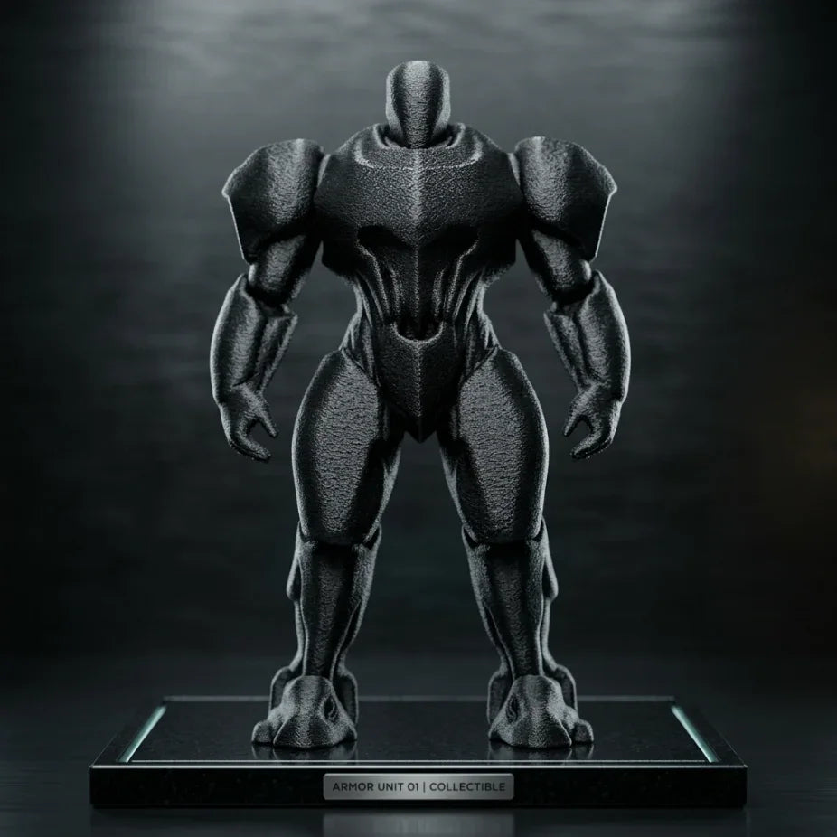 Метална 3D фигурка на робот с модерна броня, подходяща за изненада, от exe.bg.