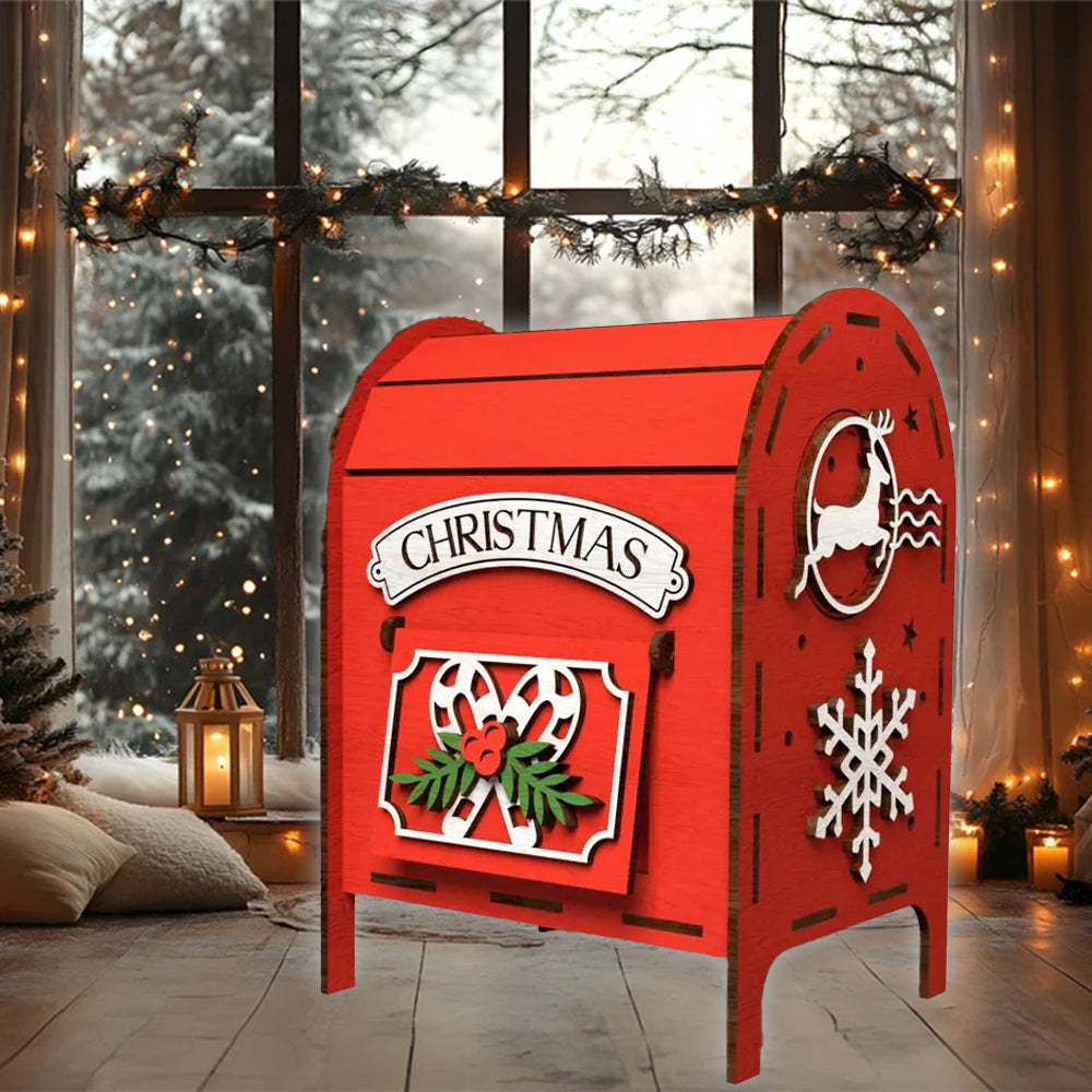 КОледна пощенска кутия с четири крачета и коледни декорации
