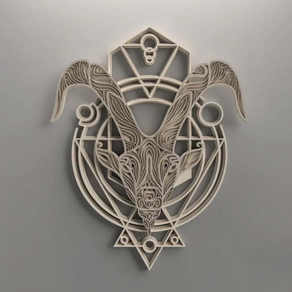 Многослойно дървено пано зодиакален знак, вариант Козирог
