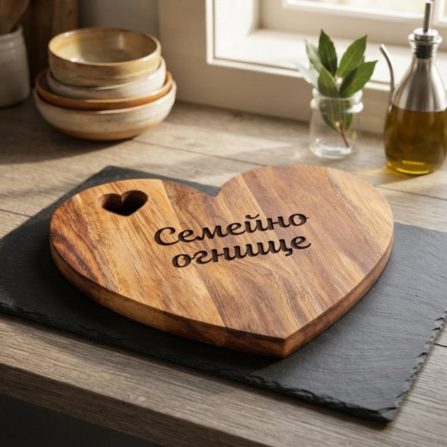 гравирана бамбукова дъска семейно огнище — сватба