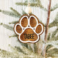 Персонализирана играчка за елха с форма на лапичка, с гравирано име на домашен любимец