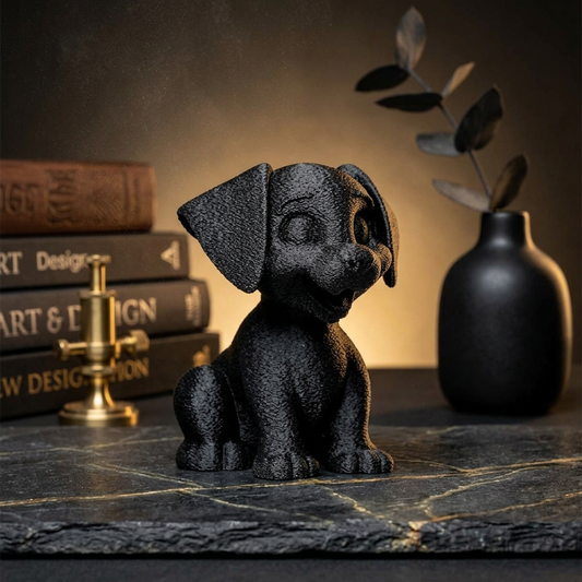 Декоративна черна статуетка на куче, детайлна 3D фигура, стилна изненада за дома от exe.bg