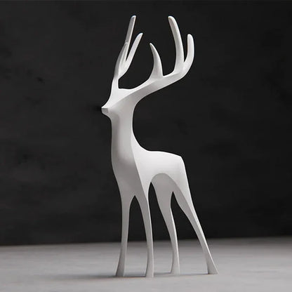 Стилна бяла еленска 3D фигура, модерна декорация за Коледа, ръчна изработка от exe.bg