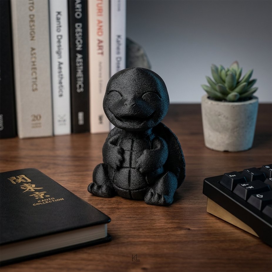 Декоративна черна 3D фигура на костенурка за бюро или рафт, ръчна изработка, изненада за фенове от exe.bg.