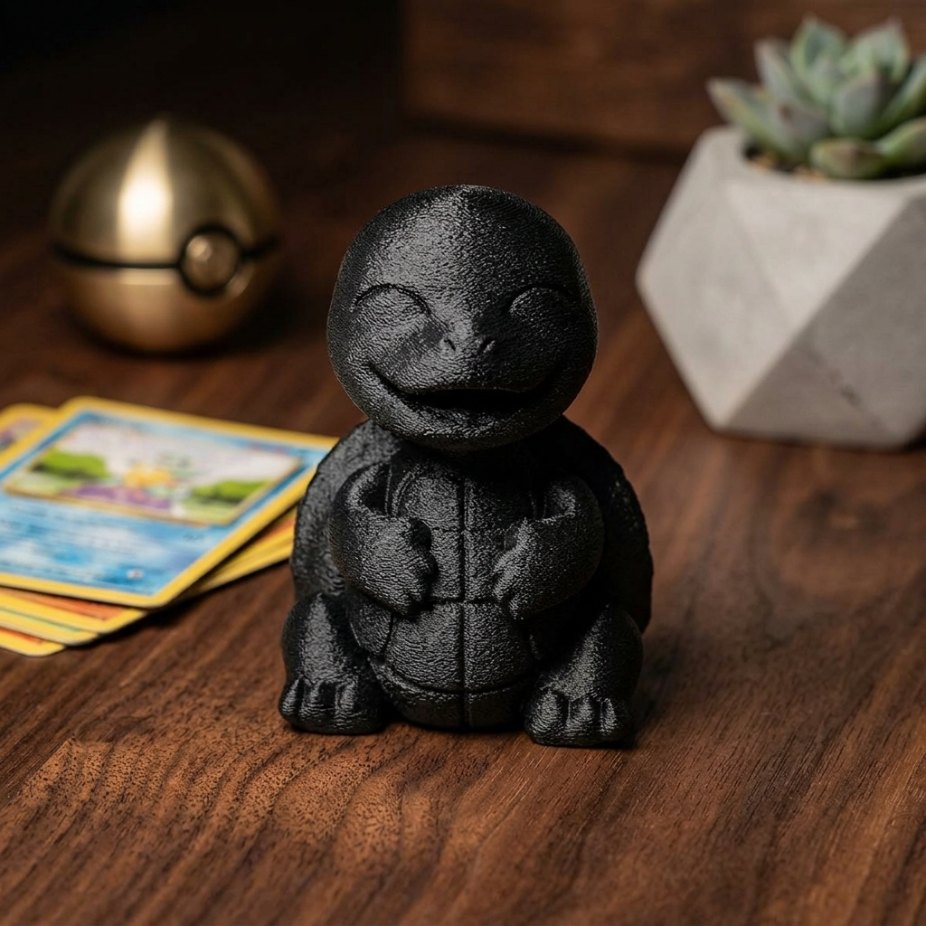Ръчно рисувана черна 3D фигура на костенурка, подходяща за колекция или изненада от exe.bg.